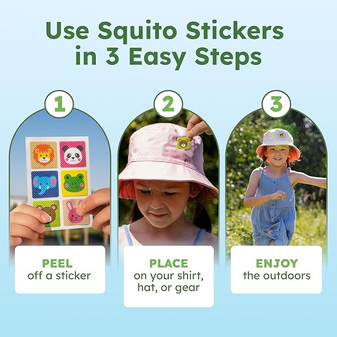 BugMD Squito Stickers Mosquito Repellent Patch Stickers for Kids (390 Patches), Safe & Effective Insect Repellent Patches for Toddlers, Kids, Camping, Beach & Outdoor Essentials-CubbioJoy