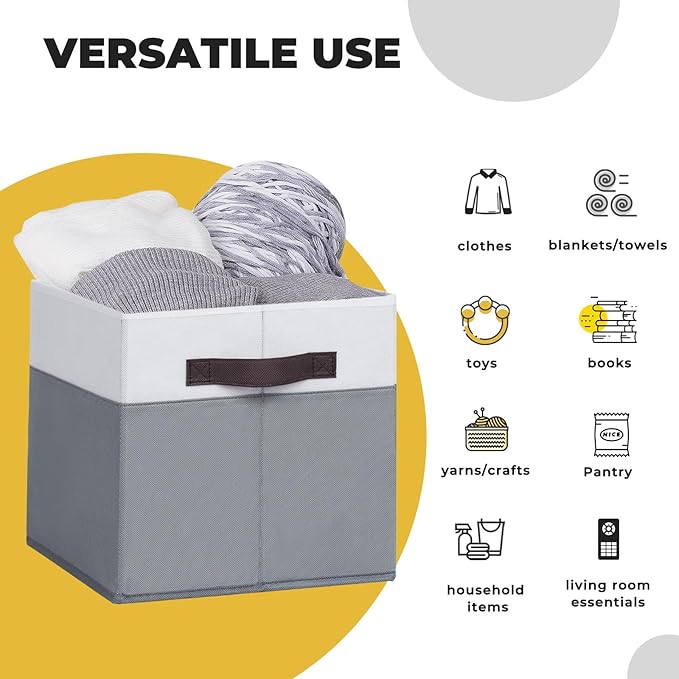 Criusia Fabric Storage Cubes - 13 Inch Large Storage Bins 4 Pack - Clothes Organizer Bins for Closet, Shelves, Cube Organizer/Cubby Collapsible Storage Baskets for Organizing Toys Blanket-CubbioJoy