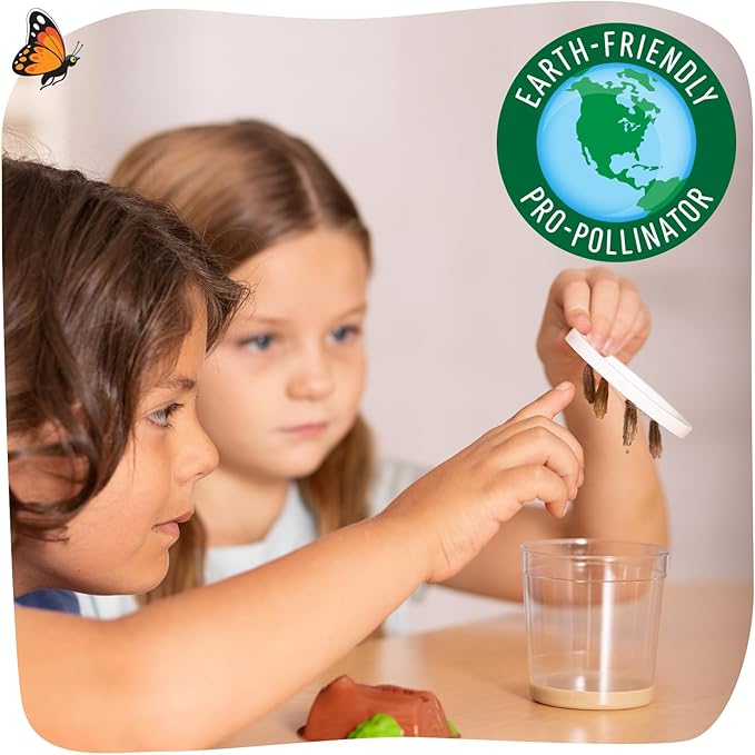 Insect Lore Butterfly Garden Kit - 5 Live Baby Caterpillars, Habitat, Feeder, Chrys-A-Lid Log, STEM Journal Included - Grow, Raise and Release Painted Lady Butterflies-CubbioJoy