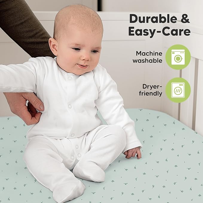 KeaBabies 2-Pack Organic Crib Sheets for Boys, Girls - 52x28 Fitted Crib Mattress Sheet Neutral, Breathable Jersey Cotton Cover for Baby Bed, Toddler Mattress, Soft & Cute Prints (Bunnies)-CubbioJoy