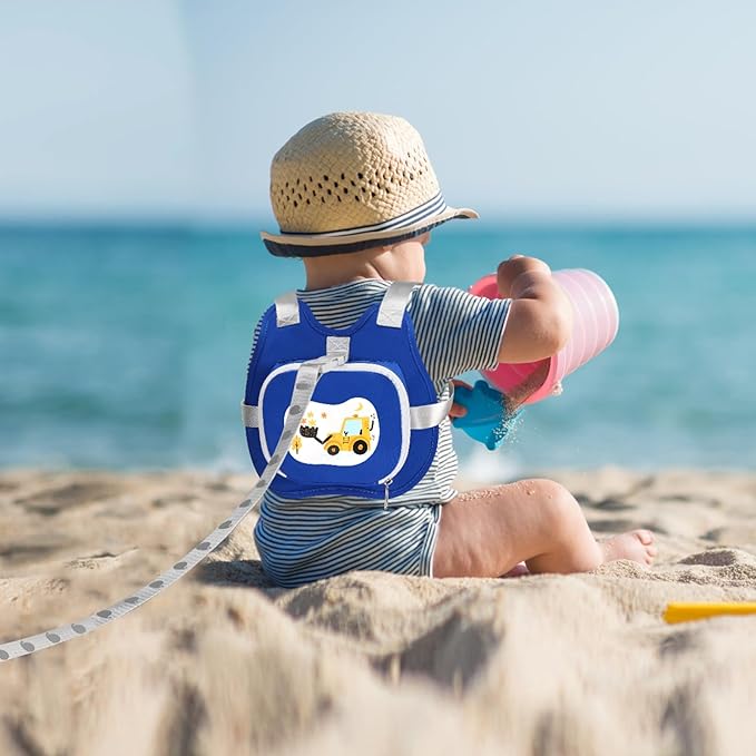 Accmor Toddler Harness Leash, Kids Cute Excavator Walking Harness Tether Wristband Assistant Strap Belt Protector for Baby Boys, Collapsible Child Leash + Anti Lost Wrist Link for Outdoor Travel Blue-CubbioJoy