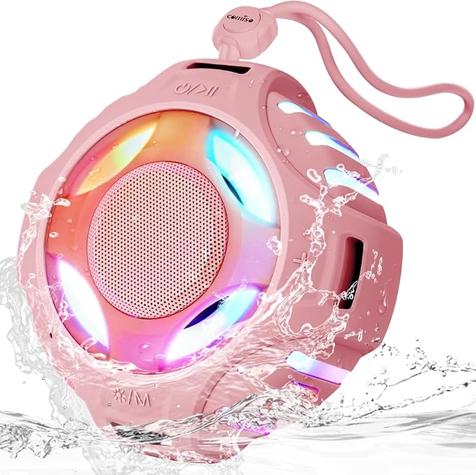 comiso Bluetooth Shower Speaker, Waterproof Bluetooth Speakers IPX7, Floating 2000mAh, Portable Wireless Speaker with LED Light, Loud HD Sound and Bass for Travel Beach Pool, Camping, Ideal Gifts.-CubbioJoy