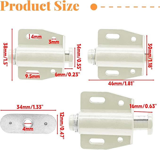 2 Pack Cabinet Magnetic Touch Latch, Push to Open Catches Magnet Push Release Latches Hardware for Kitchen Cabinet Drawer Cupboard Closet Door (White)-CubbioJoy