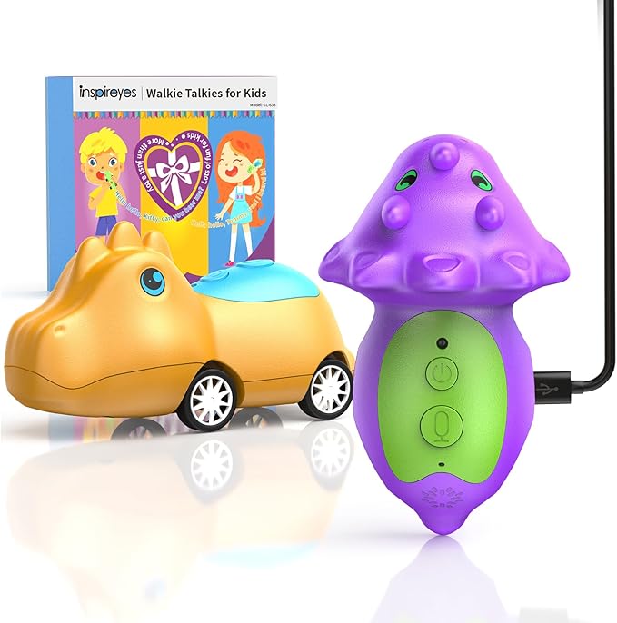 Dinosaur Walkie Talkies for Kids Rechargeable, Dino Toy Cars for Boys & Girls Ages 3-7, Crystal-Clear Audio, 48 Hours of Play, Fun Indoor & Backyard, Birthday Gift for Toddler, 2 Pack-CubbioJoy