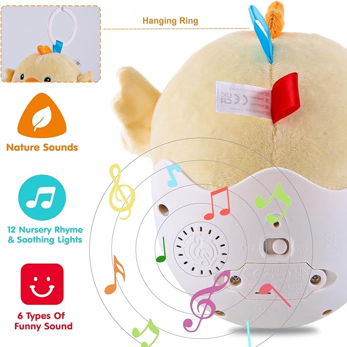Baby Toys 0-6-12 Months, Chick Musical Plush Cute Stuffed Animal Infant Tummy Toys with Light & Sounds, Roly-Poly Sensory Toy Birthday Easter Egg Gift for Newborn Boys & Girls-CubbioJoy
