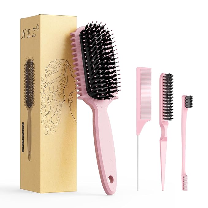 Curl Defining Brush, Curly Hair Brush, Slick Back Hair Brush, For Combing and Shaping Curls in All Hairstyles to Reduce Pulling (Pink)-CubbioJoy