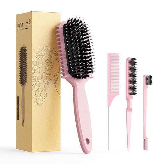 Curl Defining Brush, Curly Hair Brush, Slick Back Hair Brush, For Combing and Shaping Curls in All Hairstyles to Reduce Pulling (Pink)-CubbioJoy