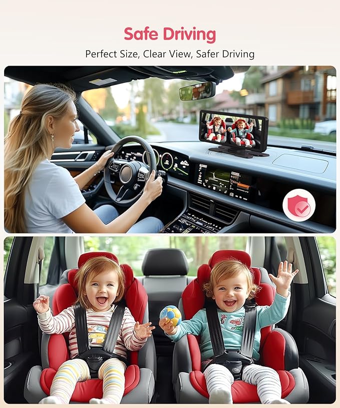 BM5 PRO Baby Car Camera for 2 Kids, 7.2" 1080P Dual Channel Display for Car Seat, Easy Installation with 2 IR Night Vision Cameras, Rear Seat Safety for Babies and Pets-CubbioJoy