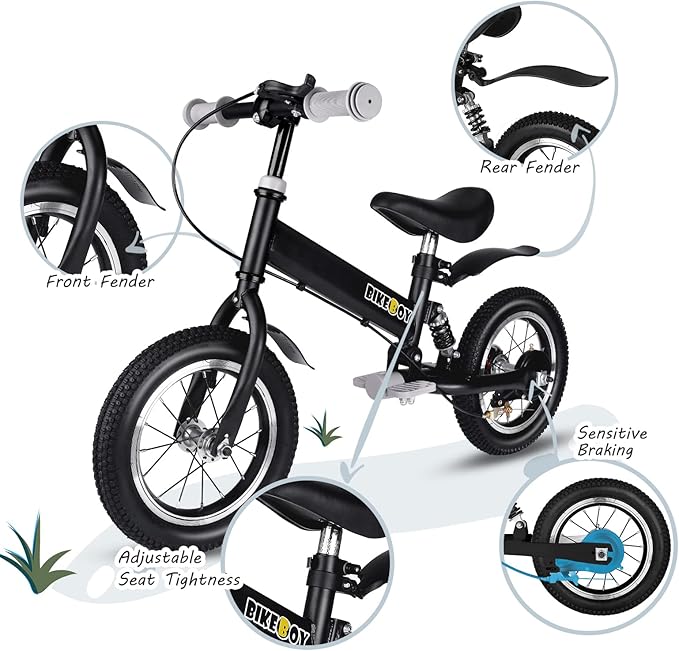 Balance Bike 2 in 1,The Dual Use of a Kids Balance Bike and Kids Bike,12 14 Inches for 2-6 Years Old,with Shock Absorbers, Fenders, Pedals, Auxiliary Wheels-CubbioJoy