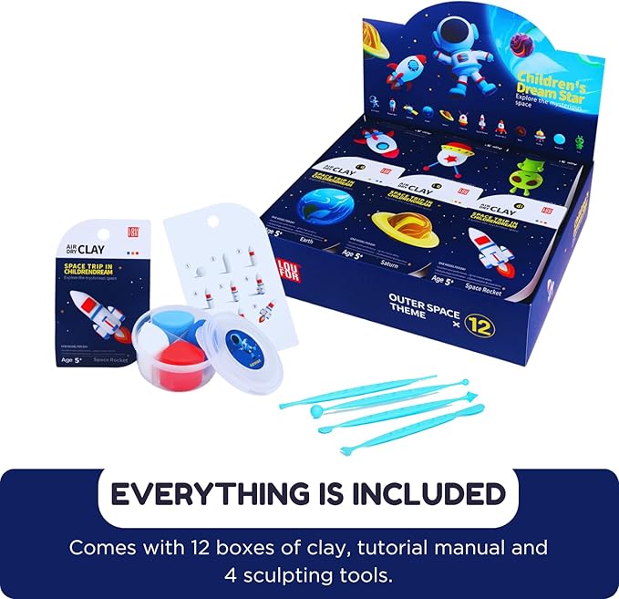 Air Dry Clay Kits - Modeling Clay for Kids, Ultra Light & Soft, Safe & Non-Toxic, DIY Airdryclay Kit with Sculpting Tools and Tutorials, Creatible Art Crafts Toys Gifts for Boys Girls-CubbioJoy