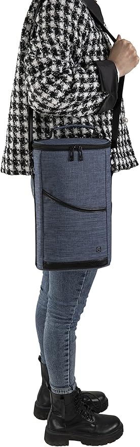 ALLCAMP 2 Bottle Wine Tote Carrier - Insulated Portable Padded Canvas Wine Bag for Travel, BYOB Restaurant, Wine Tasting, Party, Great Christmas Day Gift for Wine Lover，Blue-CubbioJoy