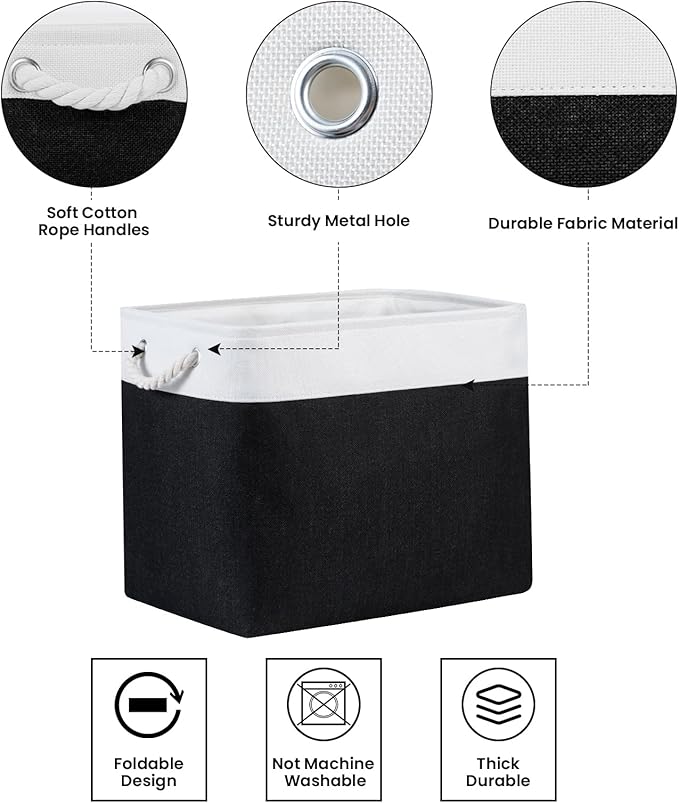 Bidtakay Baskets Extra Large Storage Bins for Clothes Set of 2 Black Baskets for Organizing Fabric Bins 17x12x15 In Tall Baskets with Handles Decorative Basket for Home Organiztion Dog Toy Baskets-CubbioJoy