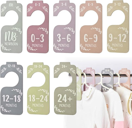 Baby Closet Dividers for Clothes Organizer, 8 PCS Wooden Double-Sided Clothes Organizer from Newborn to 24 Months, Colorful Baby Clothes Dividers for Nursery Beautiful Decor-CubbioJoy