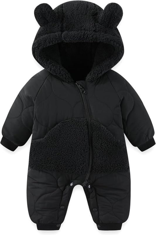 JiAmy Baby Snowsuit Newborn Winter Clothes Coat Romper Windproof Fleece Hat Zipper Baby Bear Outfit-CubbioJoy