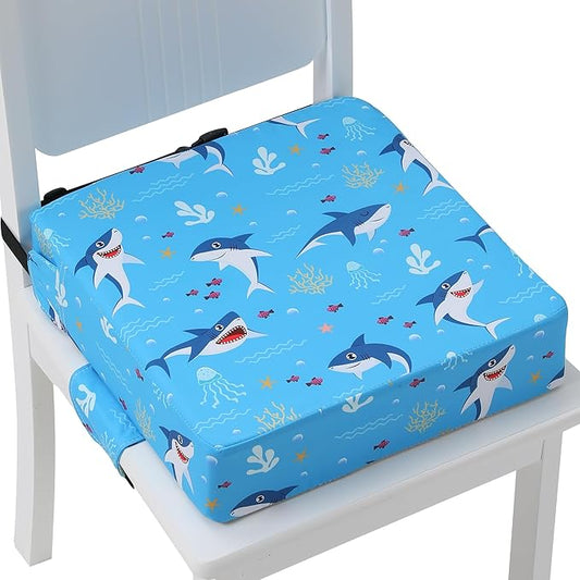 Booster Seat for Kitchen Chair with Adjustable Straps, Toddler Booster Seats for Dining Table Portable for Travel Camping Eating, Booster Cushion for Table for Baby Child Infant Kid Boy Girl-CubbioJoy