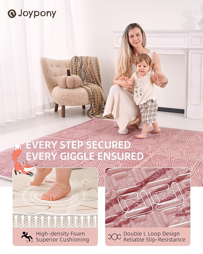 Baby Play Mat 59x71 Inch, 2 in 1 Fabric & XPE Dual-Sided Design Foldable Play Mats for Babies and Toddlers, Waterproof & Anti-Slip Baby Mat for Floor, Portable Baby Foam Crawling Mat with Travel Bag-CubbioJoy