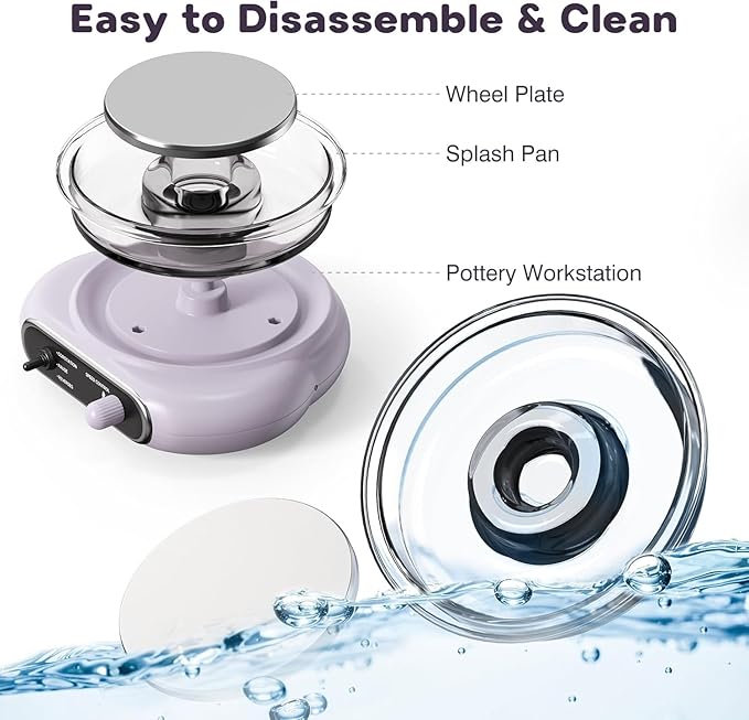 Alldeer Mini Pottery Wheel Kit - 4.7" Turntable Electric Clay Wheel with Foot Pedal, Adjustable Speed Ceramic Making Machine with 8 Pottery Shaping Tools, Craft Kits for Kids-CubbioJoy