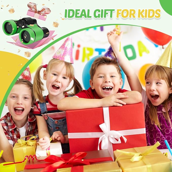 Binoculars for Kids, Kids Binoculars Toys for 3 4 5 6 7 8 Years Boys and Girls, Set with Magnifying Glass & Compass - Birthday Gifts Outdoor Toy for Kid Ages 3-8 Toddler Camping (Green)-CubbioJoy