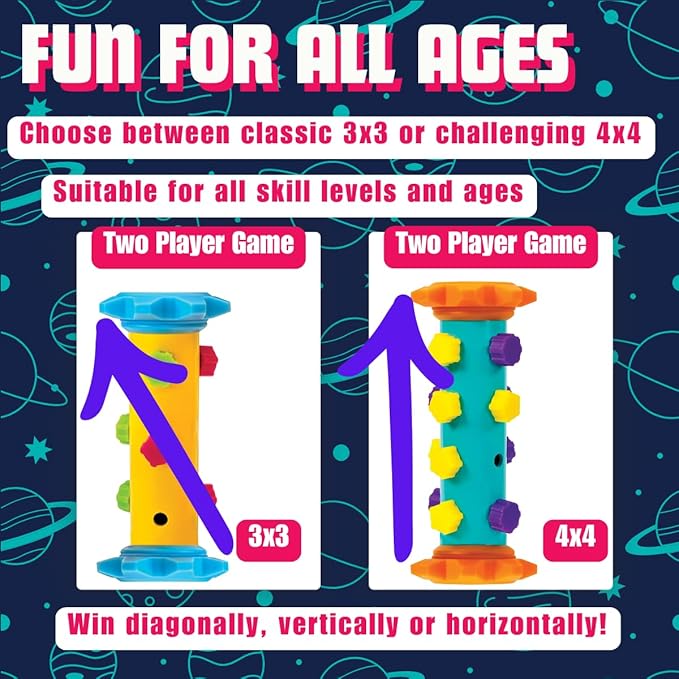 Challenge Your Mind with Tic Tac Totem: 3D Tic Tac Toe Travel Game & Brain Game for Strategy Enthusiasts, Ages 6+ (4X4)-CubbioJoy