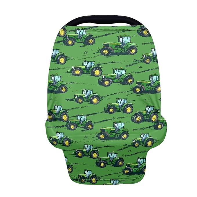 Binienty Baby Car Seat Cover for Boys Girls - Green Truck Multi Use Baby Nursing Scarf, Shopping Car/High Chair/Stroller Portector Decor-CubbioJoy