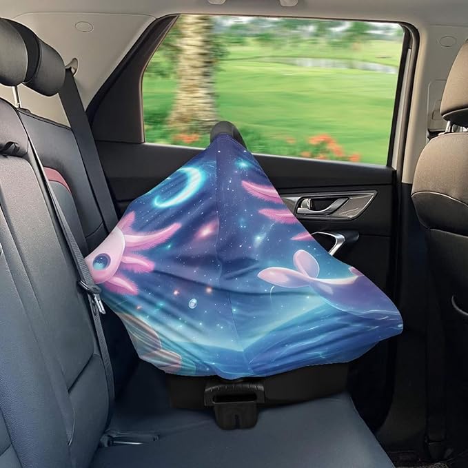 Binienty Axolotl Infants Carseat Canopies for Women, Dolphin Animal Print Nursing Breastfeeding Cover Stretchable for Stroller/Shopping Cart-CubbioJoy