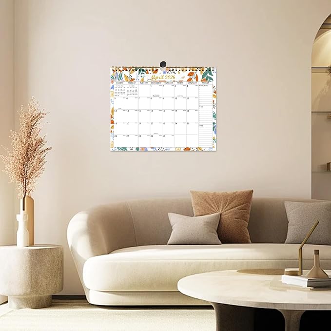 Calendar 2025-2027 22 Monthly Wall Calendar Runs from September 2025 until June 2027 Spiral Binding Hanging 11.5" x 14.7" Thick Paper with Julian Dates and Block for School Office（Flower）-CubbioJoy
