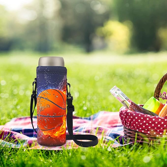 RICHEN Neoprene Water Bottle Carrier Bag with Adjustable Shoulder Strap,Insulated Water Bottle Cover for Stainless Steel/Glass/Plastic Bottles-CubbioJoy