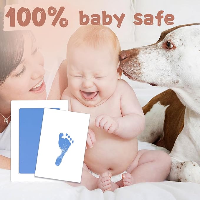 Inkless Baby Hand and Footprint Kit,Clean-Touch Ink Pad Kit,Safe No Mess Printing Infant Hand Foot Stamp,4 Pack Newborn Inkless Print Pads Best Keepsake or Gifts for Family-CubbioJoy