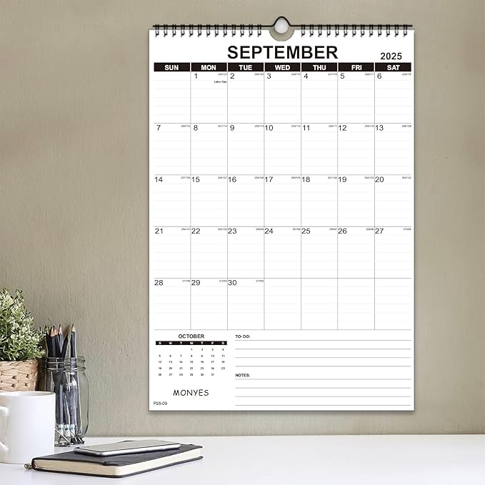 2025-2026 Wall Calendar, 17" x 12" Academic Calendar, Monthly Calendar with Wire Binding & Hanging Hook, Large Wall Calendar, Desk Calendar-CubbioJoy