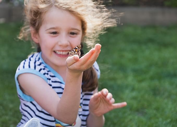 Insect Lore Two Cups of Live Caterpillars - 10 Live Painted Lady Caterpillars with Food - Includes Bonus Butterfly Life Cycle Figurines - Refill for Butterfly Garden Habitat-CubbioJoy