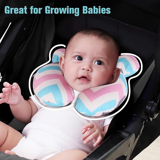 KAKIBLIN Baby Head Pillow,Support Pillow, Baby Travel Pillow for Head and Neck, Babies Neck Pillows for Car Seat,Pushchair,Travel(Wave)-CubbioJoy