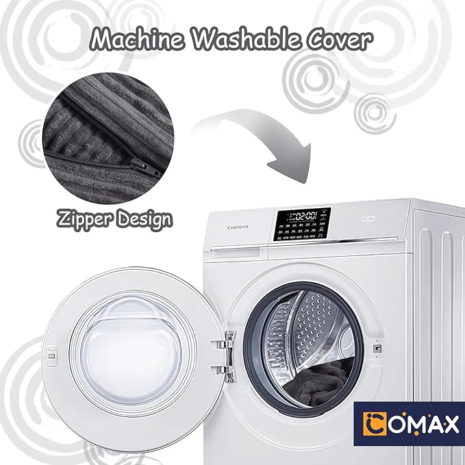 COMAX Kids Bean Bag Chair Turn into Beanbag Bed, Toddler Bean Chair Corduroy for Girl Boy Sleeping, Lazy Children Bean Bags with Filler, Convertible Child Floor Mattress, Charcoal-CubbioJoy