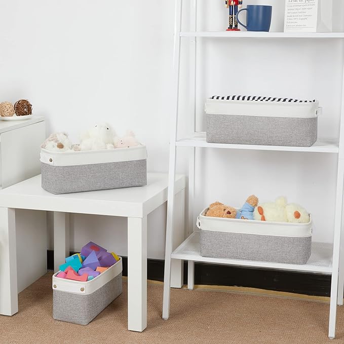 Bidtakay Small Bins for Organization Fabric Baskets for Toilet Paper Storage [4-Pack] Collapsible Narrow Baskets for Towels Socks Organizer Decorative Bins for Nursery Closet Cabinet -15x6x5.5In-CubbioJoy