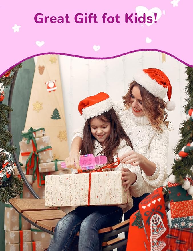 Amazmic Toys for Girls, Kids Karaoke Microphone Toddler Microphone for Kids with Lights, Birthday Gift for Girls, Boys Toy Age 3 4 5 6 7 8 9 10-14+(Pinkcolor)-CubbioJoy