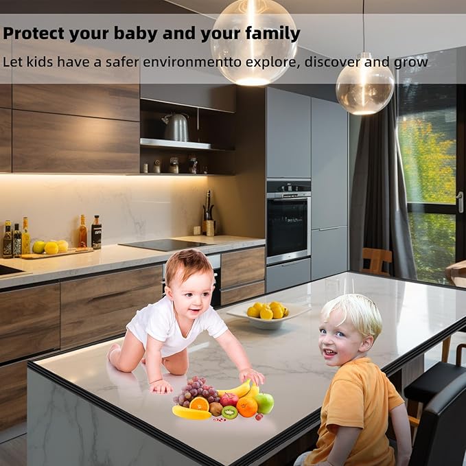 Corner Protector for Baby, Widen Edge Protector with Adhesive Backing, Baby Proofing Edge Corner Protectors Self Adhesive Furniture Corner Guard Bumper for Table, Desk, Fireplace (Black, 6.6ft)-CubbioJoy