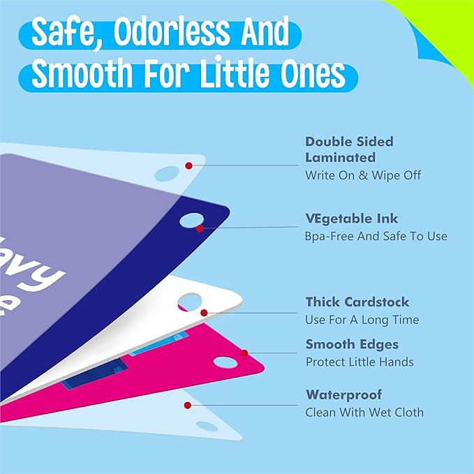 Color & Shape Flashcards, 50 Double-Sided Cards (30 Colors & 20 Shapes) Colorful Cards Educational Learning Tools for Preschool and Toddlers (3 Reclosable Rings Attached)-CubbioJoy