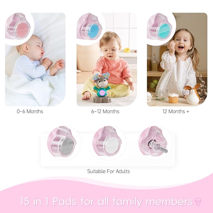 Baby Nail Trimmer Electric, 15 in 1 Baby Nail Clippers for Gentle Nail Care, Rechargeable Baby Nail File Electric with Light &15 Grinding Pads for Infant Toddler, Pink-CubbioJoy