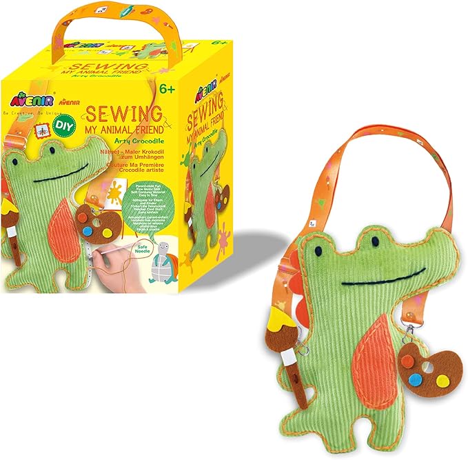 Avenir Sewing Kit for Kids Birthday Gifts for Kids Aged 6 Corduroy Fabric With Shoulder Strap Safe Needles Pre-cut Felt Easy DIY Arts and Crafts for Boys and Girls Stuff No Mess with Full Instructions-CubbioJoy