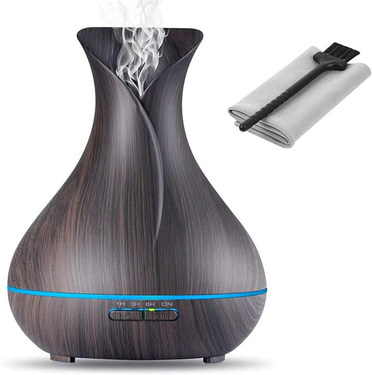 Aroma Essential Oil Diffuser, 400ml Ultrasonic Cool Mist Humidifier with Waterless Auto Shut-Off and Cleaning Kit for Home, Yoga, Office, Spa, Bedroom, Baby Room - Wood Grain-CubbioJoy