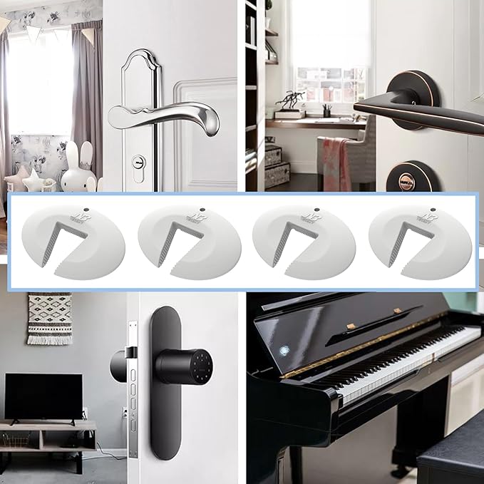 Door Pinch Guard and Door Slam Stopper, Durable Silicone Door Finger Pinch Guard, Prevents Finger Pinch Injuries, Slamming Doors, Door Safety for Kids, 2 Packs White Basic.-CubbioJoy