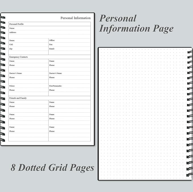 Daily Planner Undated - A5 To Do List Notebook Hourly Schedules, Spiral Appointment Planner for Women and Men, PVC Hardcover, Inner Pocket, Elastic Closure, 5.8" x 8.3", Black-CubbioJoy