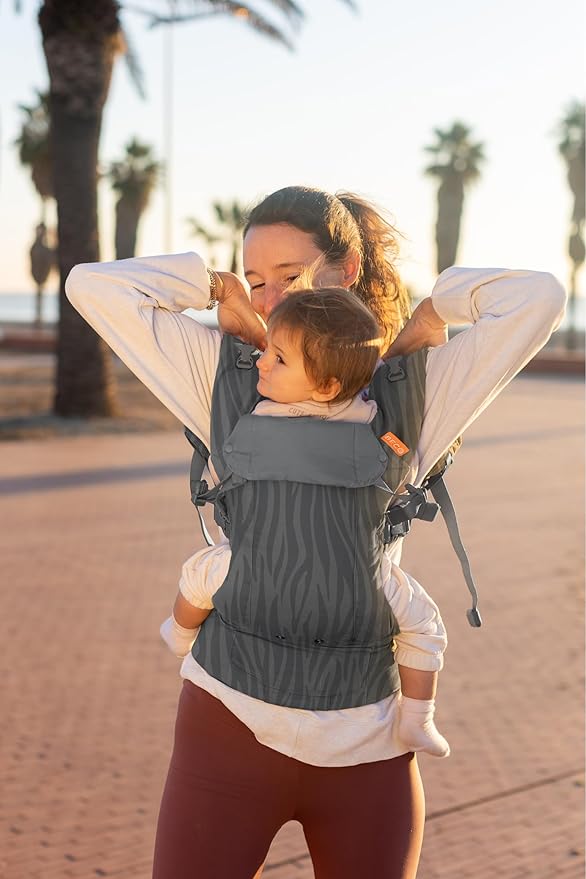Beco Gemini Baby Carrier Newborn to Toddler - Front, Back and Hip Seat Carrier, Baby Carrier Backpack & Baby Front Carrier with Adjustable Seat, Ergonomic Baby Holder Carrier 7-35lbs (Dark Zebra)-CubbioJoy