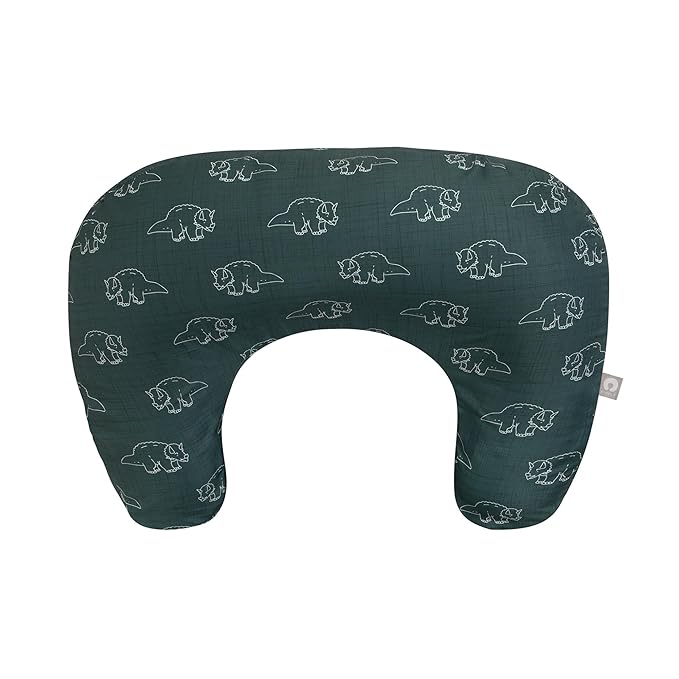 Boppy Nursing Pillow - Ergonomic Bottle & Breastfeeding Pillow with High, Firm, Large Area, Water-Repellent Cushion with Washable Cover; Baby Safety Alliance Verified - Forest Green Dinos-CubbioJoy