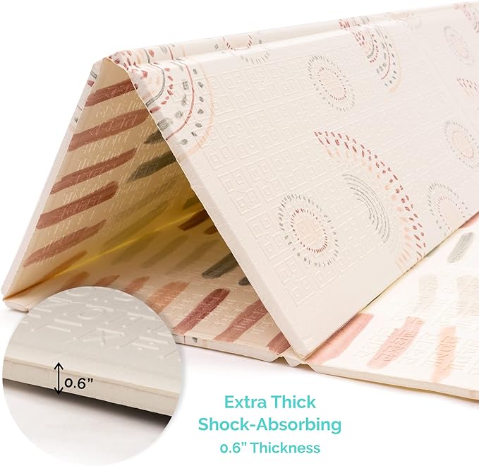 JumpOff Jo - Extra Large Waterproof Foam Padded Play Mat for Infants, Babies, Toddlers, Play Pens & Tummy Time, Foldable Activity Mat, 77 x 70 x 0.6 inches-CubbioJoy