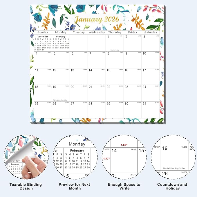 2025-2027 Magnetic Fridge Calendar 21 Monthly Magnetic Calendar for Refrigerator Planner Runs from October 2025 Until June 2027 Easy Organizing Markers Tearable (Flower)-CubbioJoy