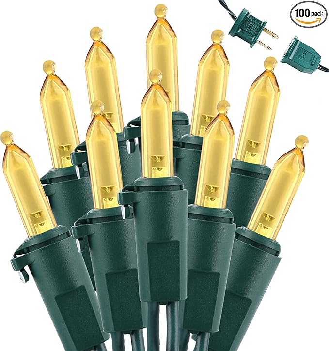 Brizled Mini Christmas Lights, 33ft 100 LED Christmas String Lights Connectable, UL Certified Energy Saving Xmas Tree Light for Indoor Outdoor Bedroom Wedding Party Xmas Tree Decoration, Warm White-CubbioJoy