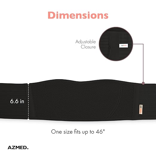AZMED Maternity Belt Back Support - Adjustable Abdominal Binder for Pregnancy - Belly Band for Pelvic, Waist & Lower Back Comfort - Fits Up to 46 Inches - Black-CubbioJoy