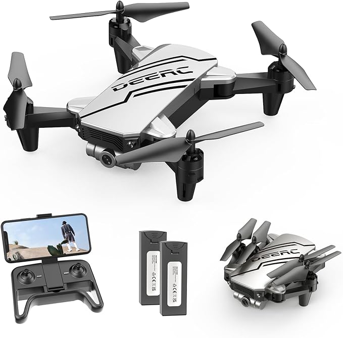 DEERC D20 Mini Drone for Kids with 720P HD FPV Camera Remote Control Toys Gifts for Boys Girls with Altitude Hold, Headless Mode, One Key Start Speed Adjustment, 3D Flips 2 Batteries, Silver-CubbioJoy