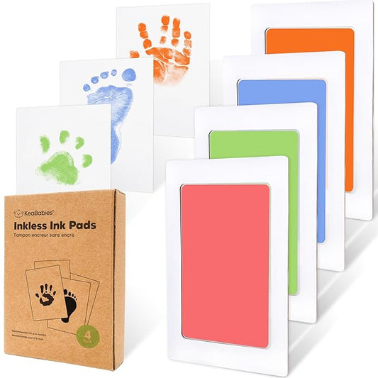 4-Pack Inkless Baby Hand and Footprint Kit - Mess Free Ink Pad for Newborn Keepsake, Dog Nose & Paw Print Kit, Clean Touch Ink Pad for Baby Hand & Footprints, Ideal New Mom Gifts (Candy)-CubbioJoy