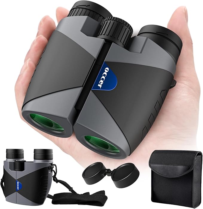 15x30 Compact Binoculars for Adults and Kids - Occer Large View High Powered Binoculars for Bird Watching - Lightweight Easy Focus Binocular with Low Light Vision for Outdoor Hunting Travel - Black-CubbioJoy